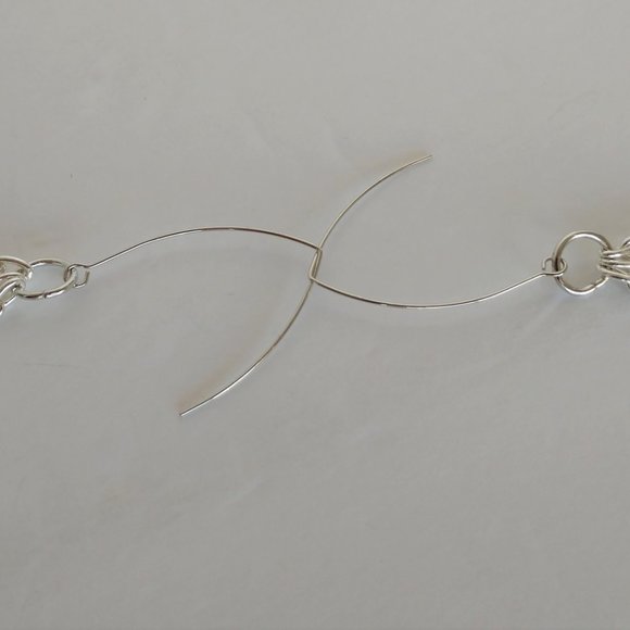 Handmade Silver Plated Chain Earrings on Boomerang Wires 3 Inches - Picture 7 of 16